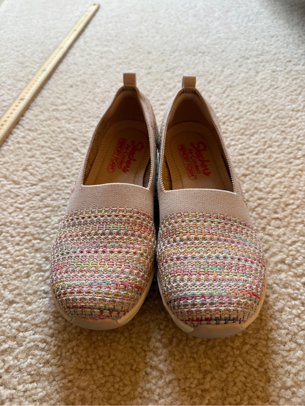 Skechers Slip-On Knit Flats in Light Pink Multi